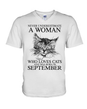 cats a woman September V-Neck T-Shirt tile