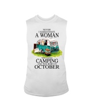 camping a woman October Sleeveless Tee tile
