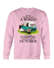 camping a woman October Crewneck Sweatshirt tile