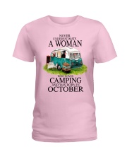 camping a woman October Ladies T-Shirt tile