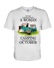 camping a woman October V-Neck T-Shirt tile