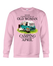 camping old woman April Crewneck Sweatshirt tile