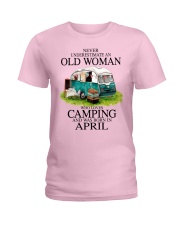 camping old woman April Ladies T-Shirt tile