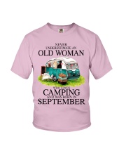 camping old woman September Youth T-Shirt tile