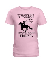 horse a woman February Ladies T-Shirt tile