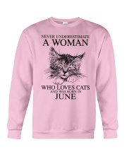 cats a woman June Crewneck Sweatshirt tile