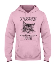 cats a woman June Hooded Sweatshirt tile