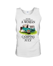 camping a woman July Unisex Tank tile
