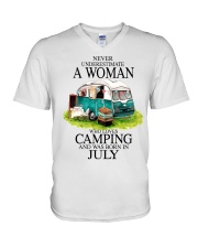 camping a woman July V-Neck T-Shirt tile
