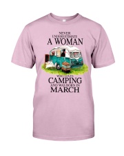 camping a woman March Classic T-Shirt tile