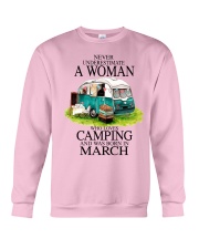 camping a woman March Crewneck Sweatshirt tile