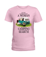 camping a woman March Ladies T-Shirt tile