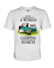 camping a woman March V-Neck T-Shirt tile
