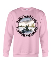 easily distracted snowmobile and beer Crewneck Sweatshirt tile