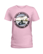 easily distracted snowmobile and beer Ladies T-Shirt tile