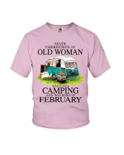 camping old woman February Youth T-Shirt tile