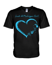 Michigan Blue Heart NL 14 V-Neck T-Shirt tile