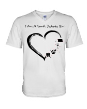 North Dakota Girl Heart NL V-Neck T-Shirt tile