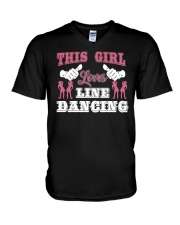 THIS GIRL LOVE LINE DANCING V-Neck T-Shirt tile