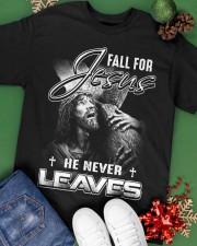 FALL FOR JESUS HE NEVER LEAVES Classic T-Shirt apparel-classic-tshirt-lifestyle-back-69