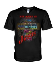 HIS NAME IS JESUS V-Neck T-Shirt tile