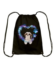 Shih Tzu Heart Green Purple Drawstring Bag tile
