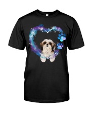 Shih Tzu Heart Green Purple Classic T-Shirt front