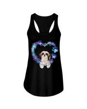 Shih Tzu Heart Green Purple Ladies Flowy Tank tile