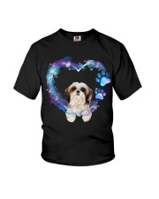 Shih Tzu Heart Green Purple Youth T-Shirt tile