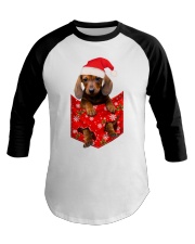 Dachshund In Pocket Christmas Baseball Tee tile
