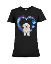Maltese Heart Green Purple Premium Fit Ladies Tee tile
