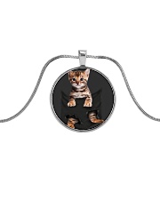 Bengal Cat In Pocket Metallic Circle Necklace tile