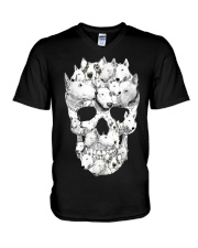 Bull Terrier Skull V-Neck T-Shirt thumbnail