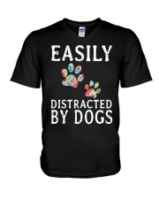 Easily - Dogs - Distracted V-Neck T-Shirt thumbnail