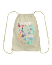 I'm mostly peace love and light Drawstring Bag thumbnail