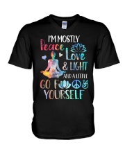 I'm mostly peace love and light V-Neck T-Shirt thumbnail