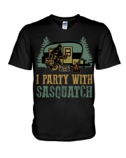 I party with sasquatch V-Neck T-Shirt thumbnail