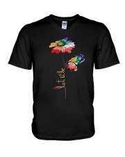 Let It Be Flowers V-Neck T-Shirt thumbnail