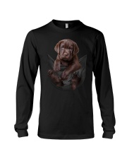 Chocalate Labrador In Pocket Long Sleeve Tee thumbnail
