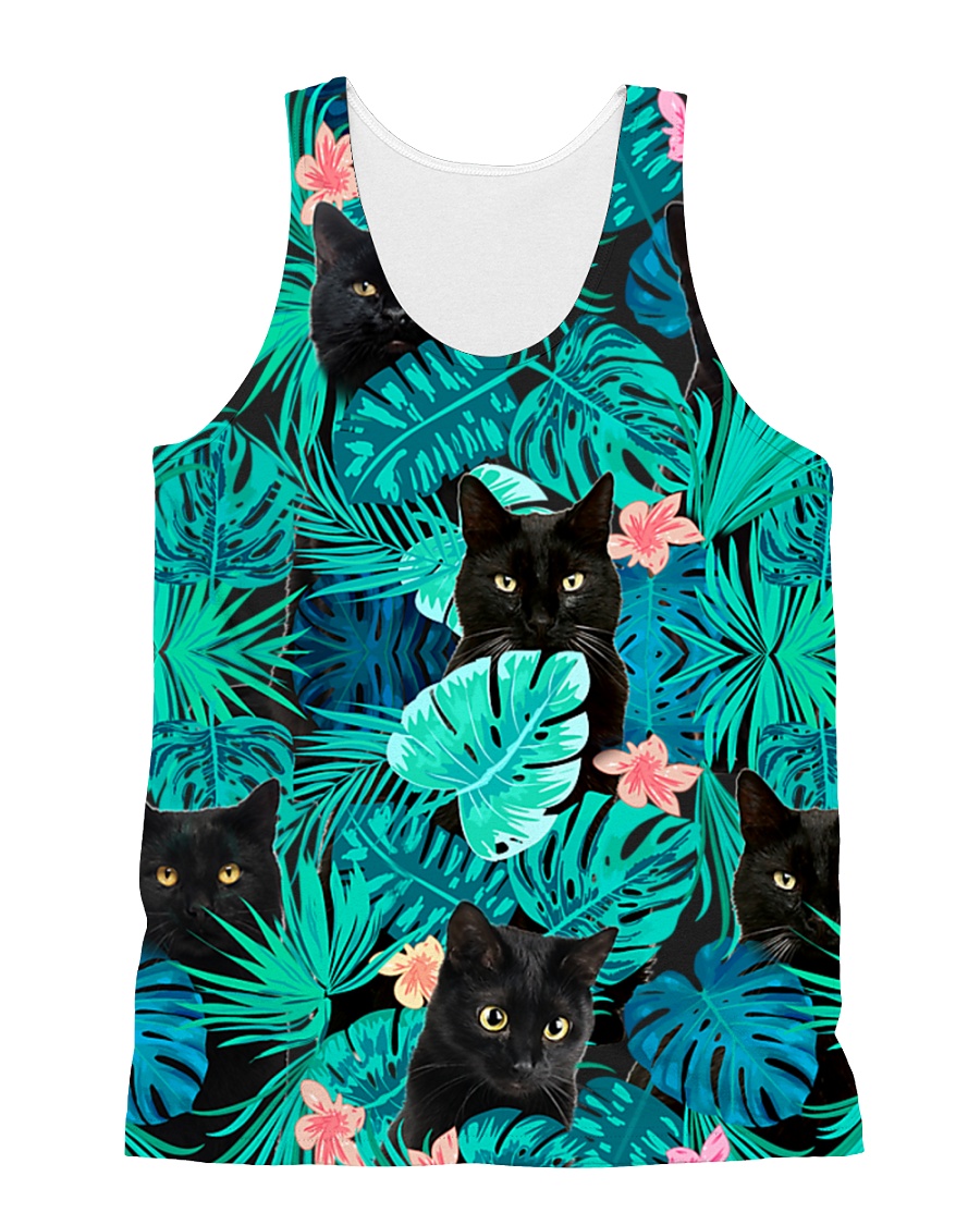Cat Tropical Flowers All-over Unisex Tank