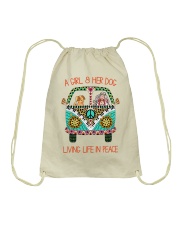Girl - Her Dog Living Life In Peace Drawstring Bag thumbnail