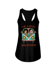 Girl - Her Dog Living Life In Peace Ladies Flowy Tank thumbnail