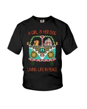 Girl - Her Dog Living Life In Peace Youth T-Shirt thumbnail