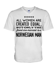 MARRIED TO A NORWEGIAN MAN V-Neck T-Shirt thumbnail