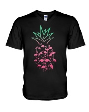 Flamingos And Pineapple V-Neck T-Shirt tile