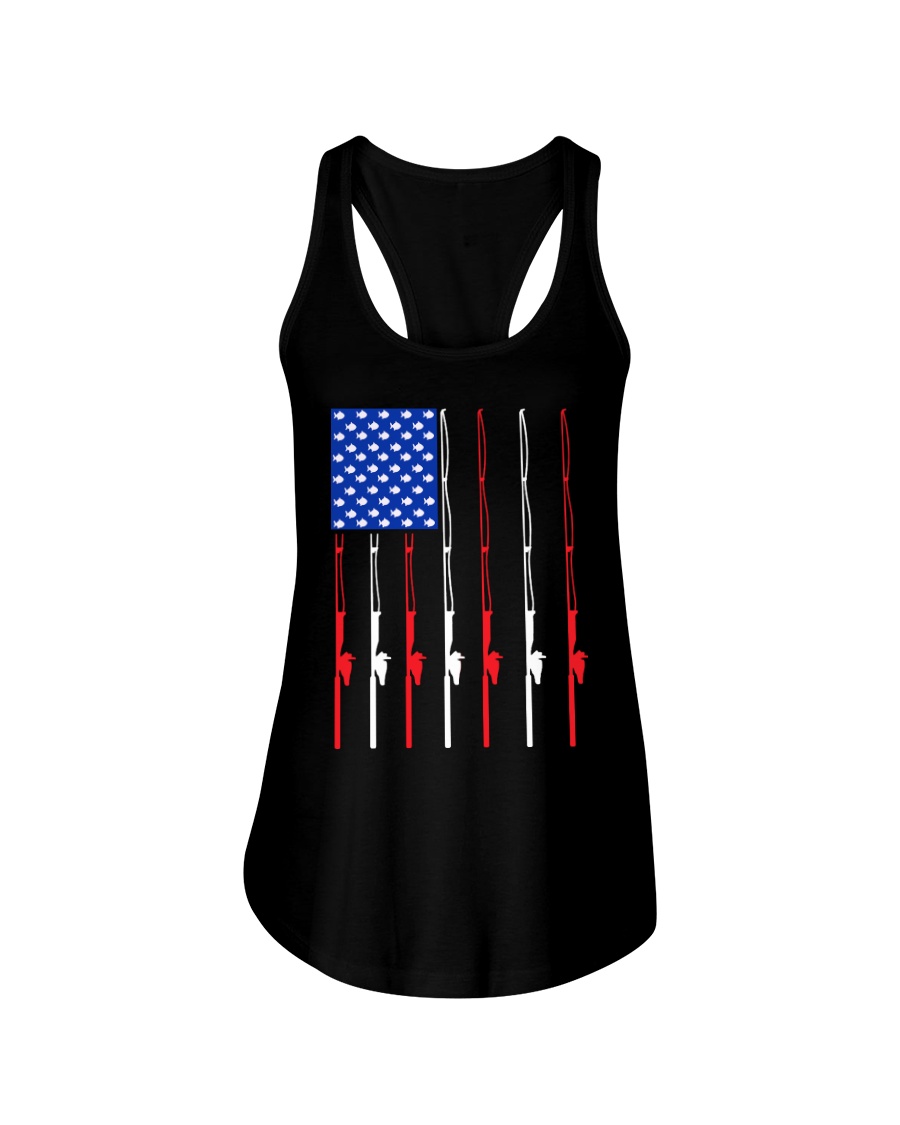 Fishing Patriotic American Ladies Flowy Tank