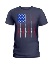 Fishing Patriotic American Ladies T-Shirt thumbnail