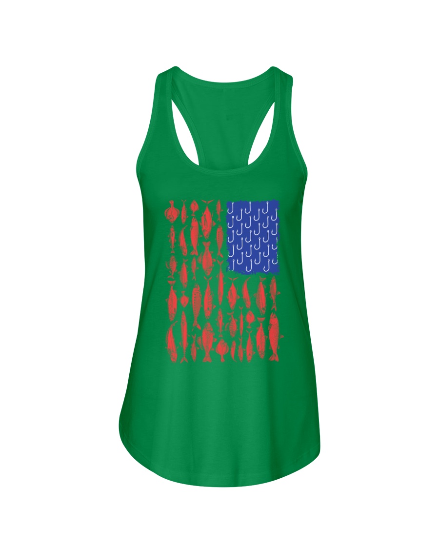 Fishing Patriotic American Ladies Flowy Tank