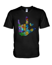 Mosaic Sign Language V-Neck T-Shirt thumbnail