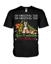 Tibetan Terrier-CS3849-Christmas Tree-V2 V-Neck T-Shirt tile